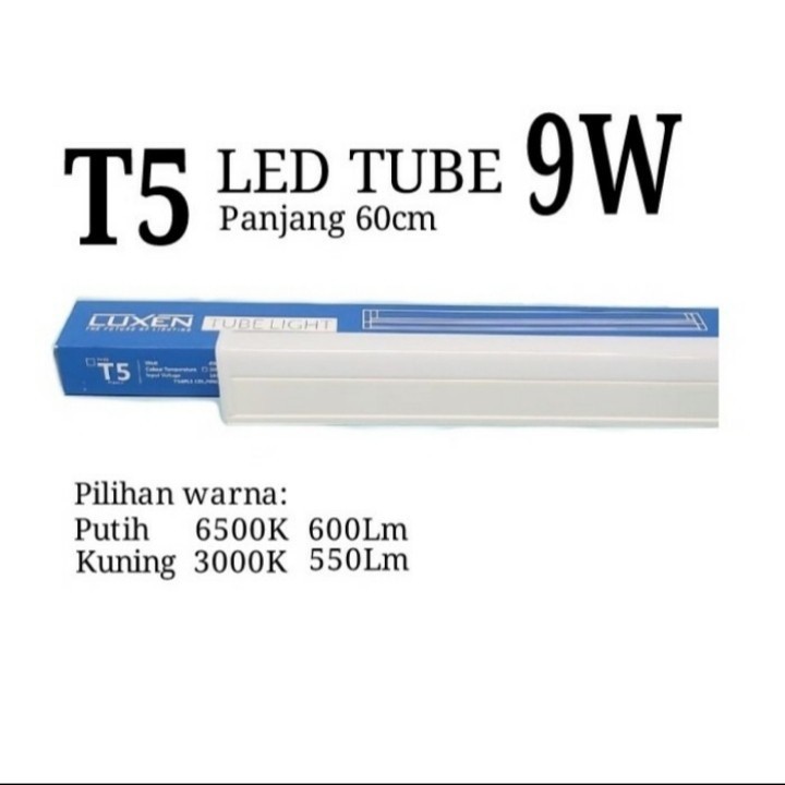 LAMPU TL NEON LUXEN T5 LED TUBE 9W PANJANG 60CM 1 SET KOMPLIT 9WATT 9 W 9 Watt 60 CM