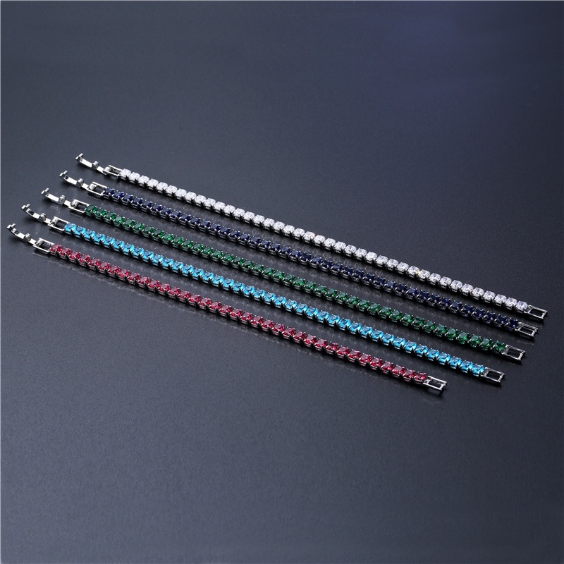Gelang Rantai Kristal Berlian Cubic Zirconia Warna-Warni Untuk Wanita