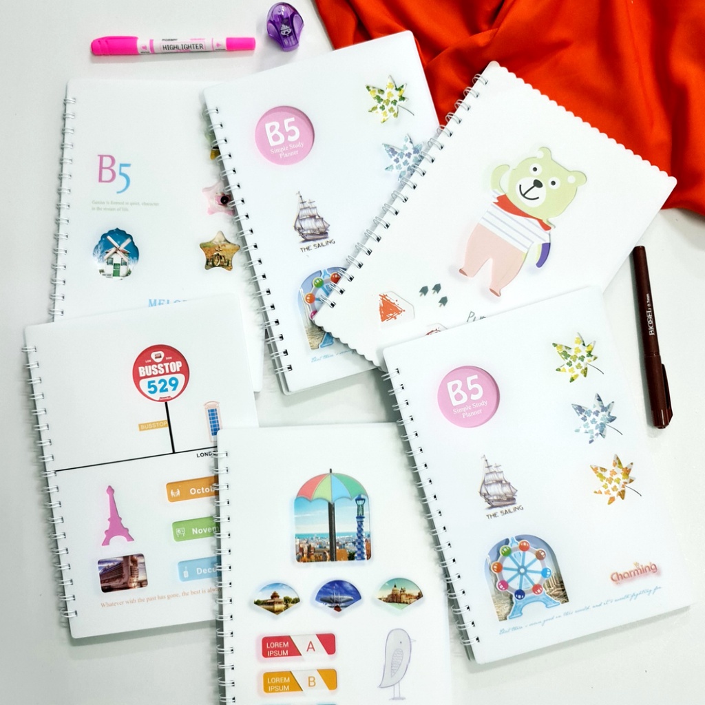 

MJ Buku Tulis Spiral B5-80 Biasa Cover Plastik Putih/Buku Spiral/Catatan/Note Book/Notebook