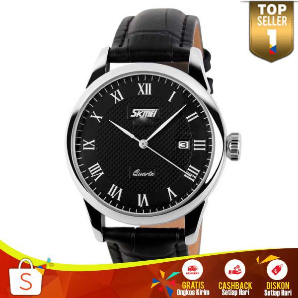 SKMEI Jam Tangan Analog JT 06 Jam Kulit Desain Elegan Waterproof Frame Stainless Steel Anti Karat