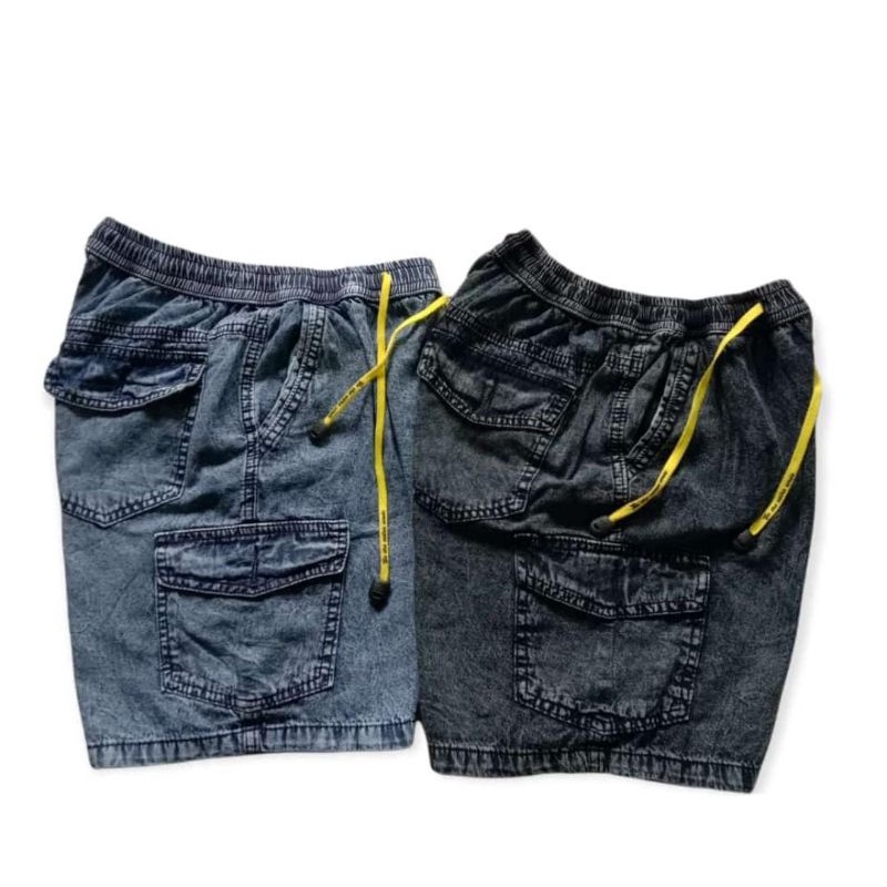 Celana jeans pendek pria celana cargo jeans denim street