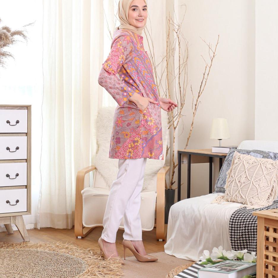 Baju tunik batik wanita kekinian 2022-batik tunik kerja 2022-batik atasan2022-Tunik batik wanita ser