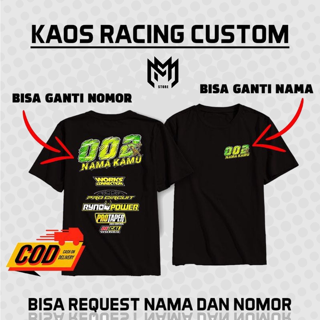 MM STORE BGR | Baju Kaos Racing Team Custom Request Bisa Tambah Nama dan Nomor Start Suka Suka Full 