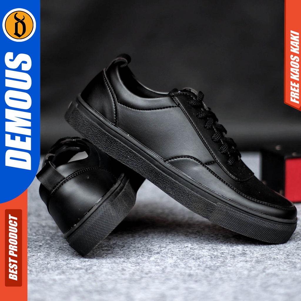 Demous Sepatu Kasual Pria Casual Sneakers Kulit Pu Kerja Hitam Coklat Rover