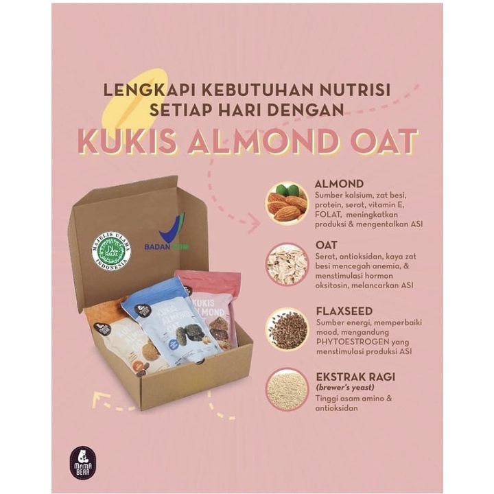 Mama Bear Kukis Almond Oat / Kukis Almond Oat MamaBear/ Kukis Pelancar ASI/ ASI Booster