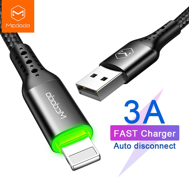 Kabel Charger Lightning Fast Charging Auto Disconnect 3A 1.8 Meter - CA-7411 - Black