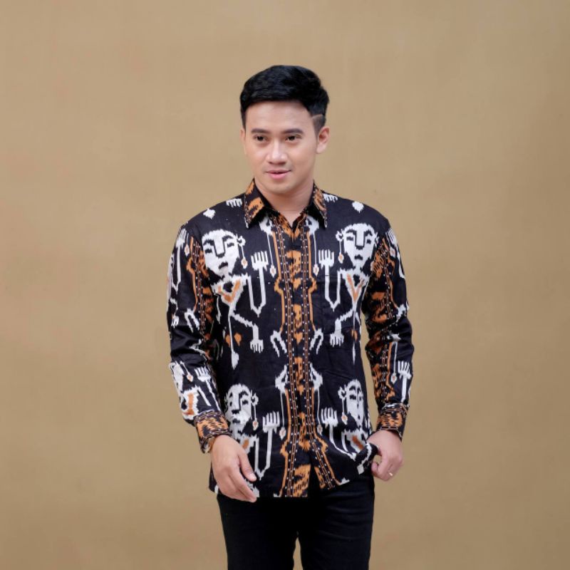 baju batik pria modern terbaru motif gold Matt katun prima halus ukuran M L XL XXL-Tenun Kalimantan
