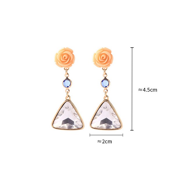 LRC Anting Tusuk Fashion Gold Small Flower And Diamond Stud Earrings F50760