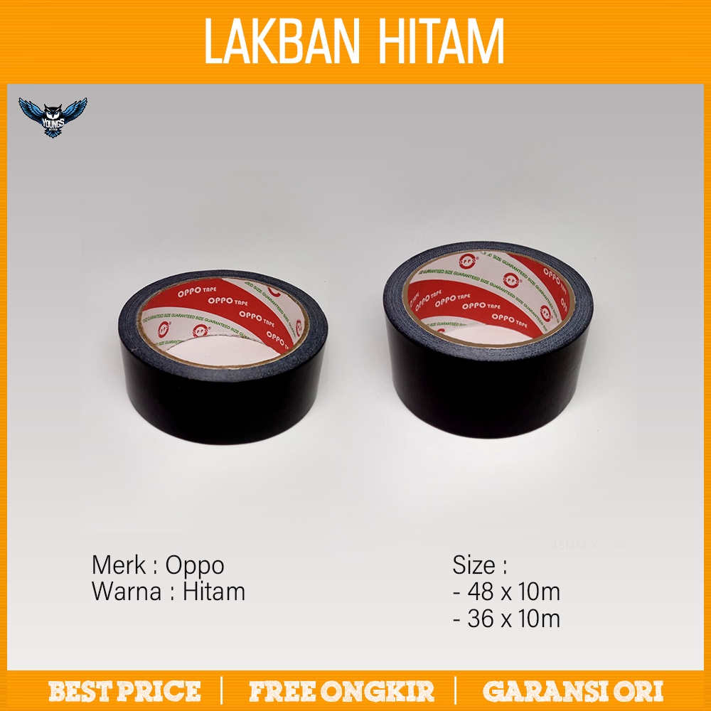 Lakban Kain Hitam / Cloth Tape Black Murah PROMO - Merk Oppo 10m