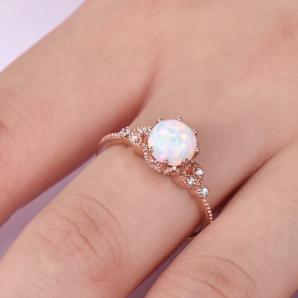 Cincin Bahan Sterling Silver 925 Hias Moonstone Warna Rose Gold Kreatif Untuk Wanita Ccc64