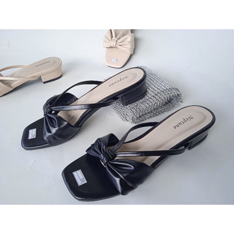 sandal hak 3 cm wanita simpel pita kerut tali/teplek wanita terbaru/high heels wanita h43