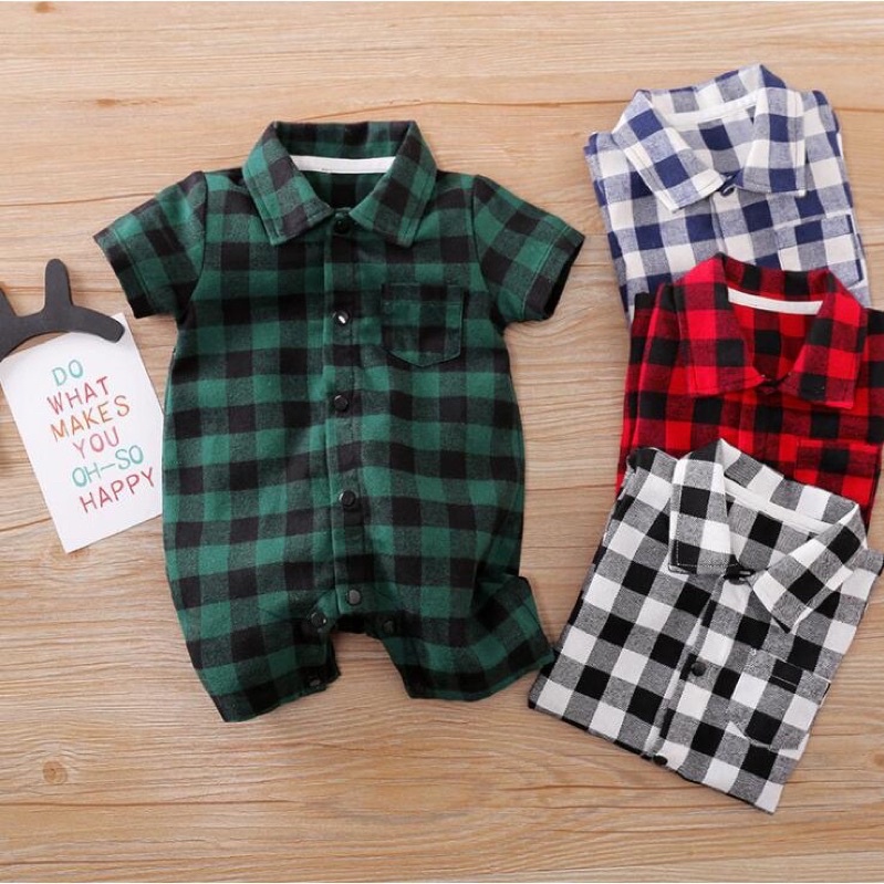 BabyGo ROMPER BAYI KERAH KOTAK KOTAK [SNI] Cotton / Baju Bayi Fashion