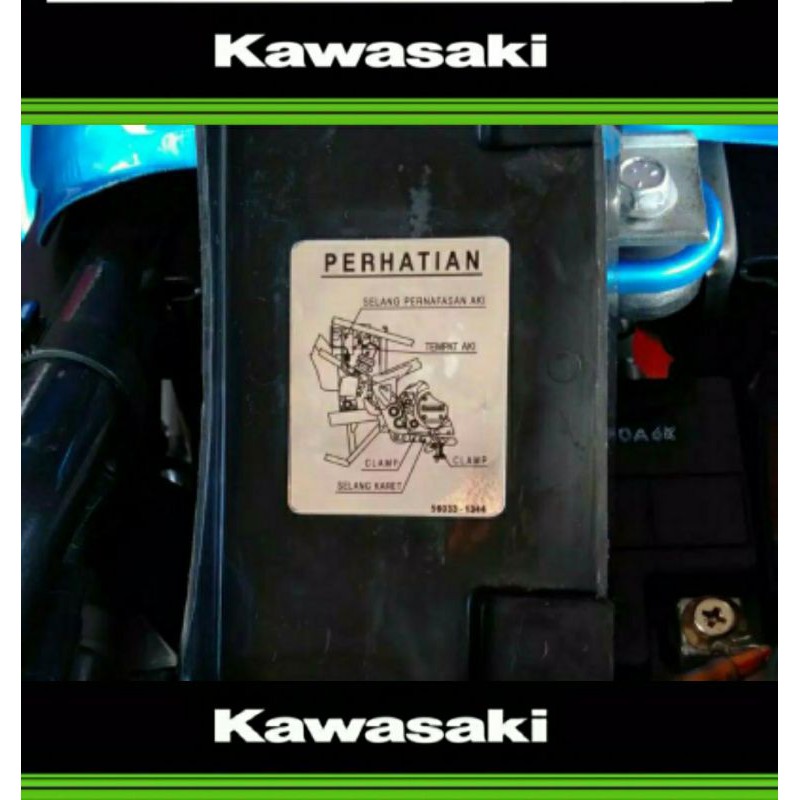 Stiker Decal Striping Label Detail Perhatian Aki Battery Ninja RR OLD NEW