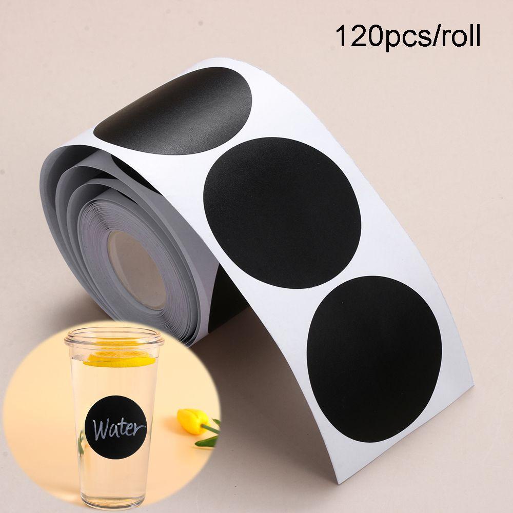 Populer 120pcs/roll Label Bulat Stiker Dapur Papan Tulis Bumbu Blackboard Label