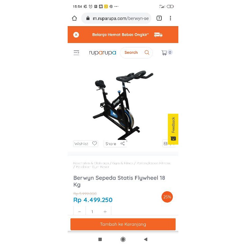 Berwyn Flywheel 18 Kg Sepeda Spinning