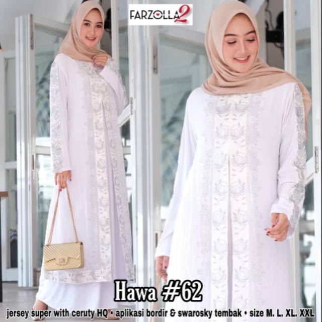 Gamis abaya Jersey mix Ceruti ORI farzolla hawa #62 white
