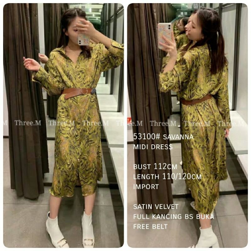 dress wanita motif modern hd53100  savana midi dress
