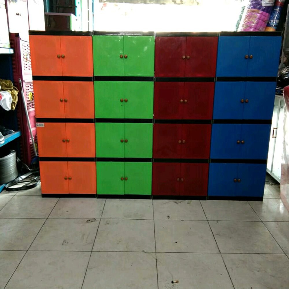 Lemari Plastik Laci Lemari Pakaian NAIBA KAYU PINTU susun 4  Limited