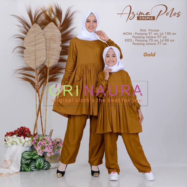 Azima Polos Couple Set. Setelan Ibu dan Anak Muslim. Setelan Tunik Rayon Viscose. Azima Cp Orinaura