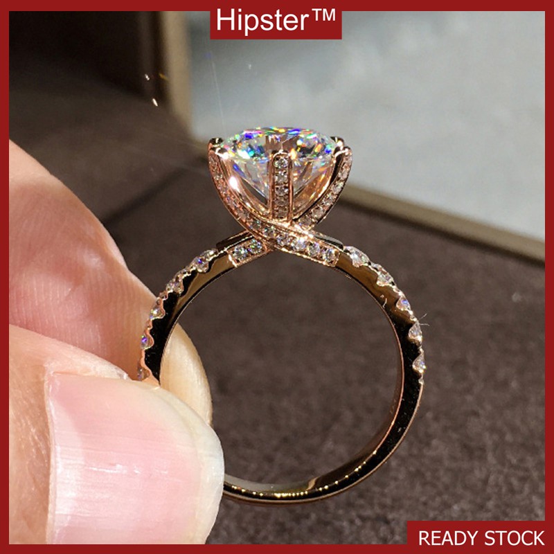 Cincin Rose Gold Wanita 18k Moissanite Cl Ssico