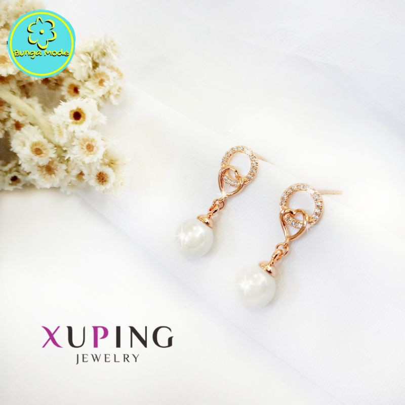 Ready Anting Tusuk Xuping Murah Panjang Motif Mutiara dengan Kilauan Permata Cantik