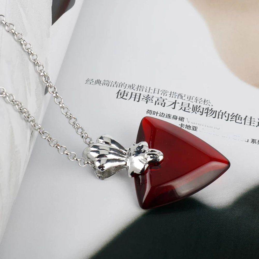 Mxbeauty Woman Anime Necklaces Elegan Manis Hati Merah Kristal Berlian Imitasi Tetap Malam Necklaces