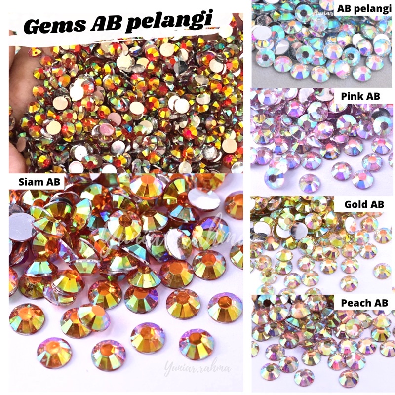 5warna GEMS AB PELANGI SERIES 3mm [-+1.000pcs] rhinestone nail art henna tasbih digital