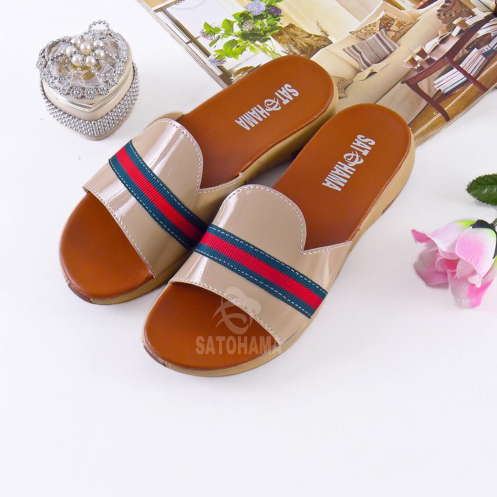 Satohama Sandal Kokop Wanita Sol Karet Sandal Sandal Terbaru Sandal Terlaris Sandal Garis Murah