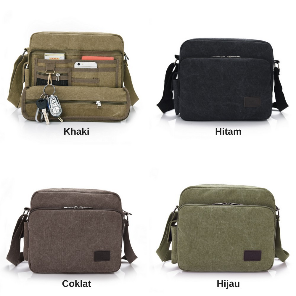 Trend-Tas Selempang Pria Kanvas Bodypack B534-HIJAU