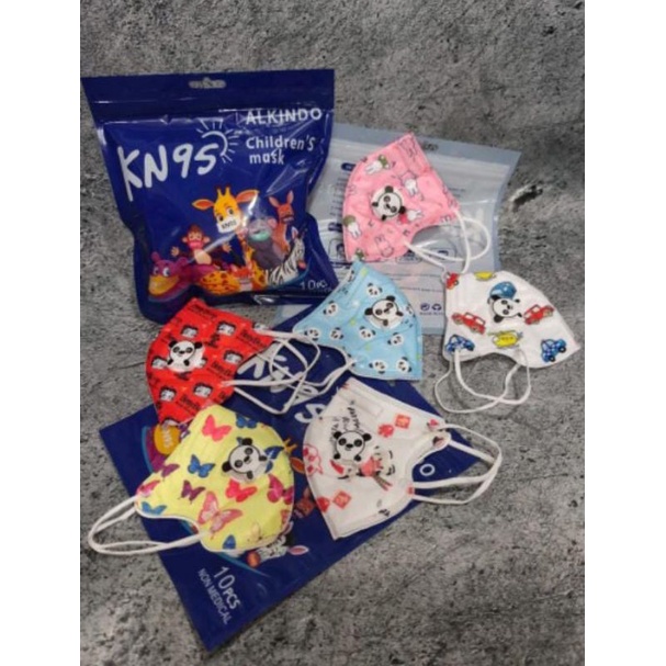 NEW MASKER ALKINDO KN95 5PLY ANAK KIDS RESPIRATOR VALVE PANDA