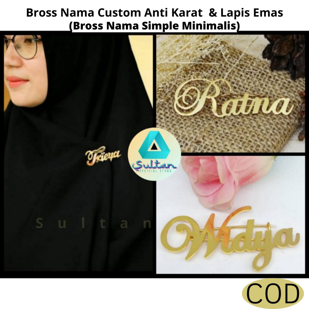 BROSS NAMA PIN NAMA LAPIS EMAS ORIGINAL #B02