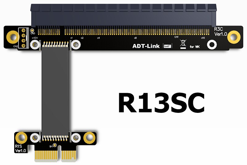 Adt-link Riser PCI-E 3.0 16x Ke x1 PCIe x16 x1 PCI Express Kartu Grafik Mining Dengan Kabel Power R13SC 25cm