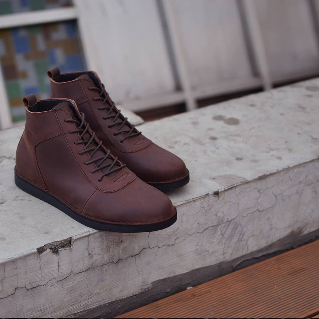  Sepatu  Kulit  Asli  Pria  Lecies Brown Shopee Indonesia 