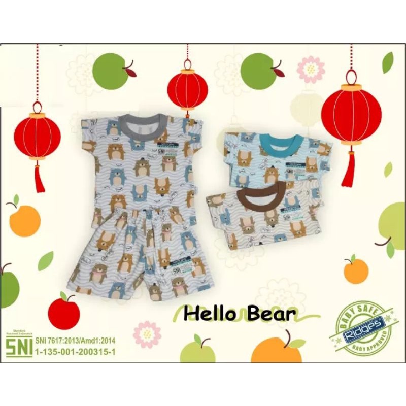 1 Stel Baju Bayi RIDGER SNI Motif - Baju Bayi Pendek Dan Celana Bayi Pendek