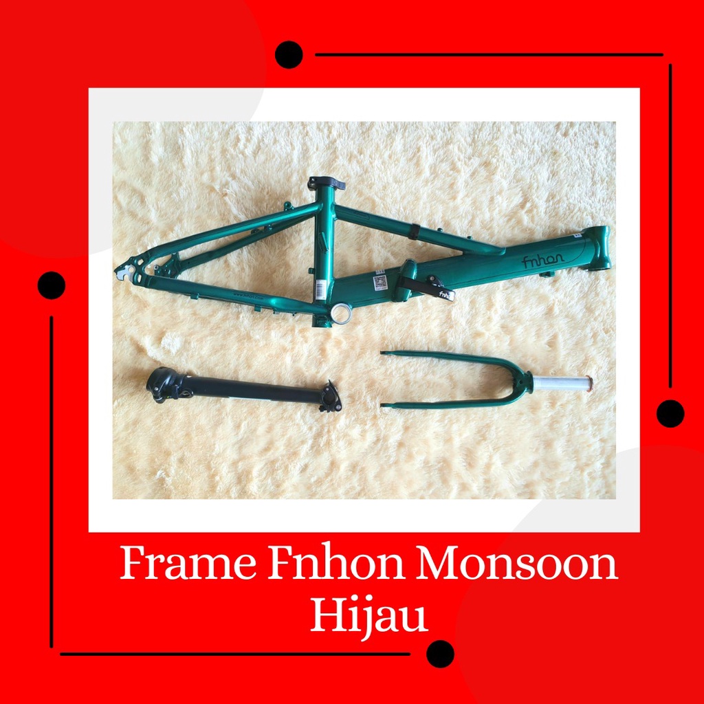 Frameset + handlepost  Fnhon Monsoon Hijau Emerald Discbrake 20 22 inch