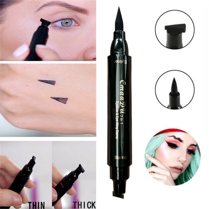 COD CMAADU Eyeliner Stamp 2 Sisi Cepat Kering Warna Hitam