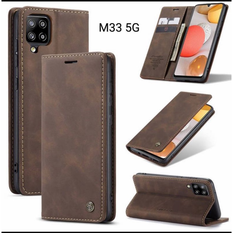 Case Samsung M33 5G Flipcase Dompet Kulit Leather Original Premium Cover Casing