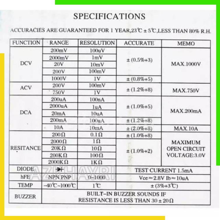 Digital Multimeter Avometer Multitester LCD Alat Pengukur Arus Listrik