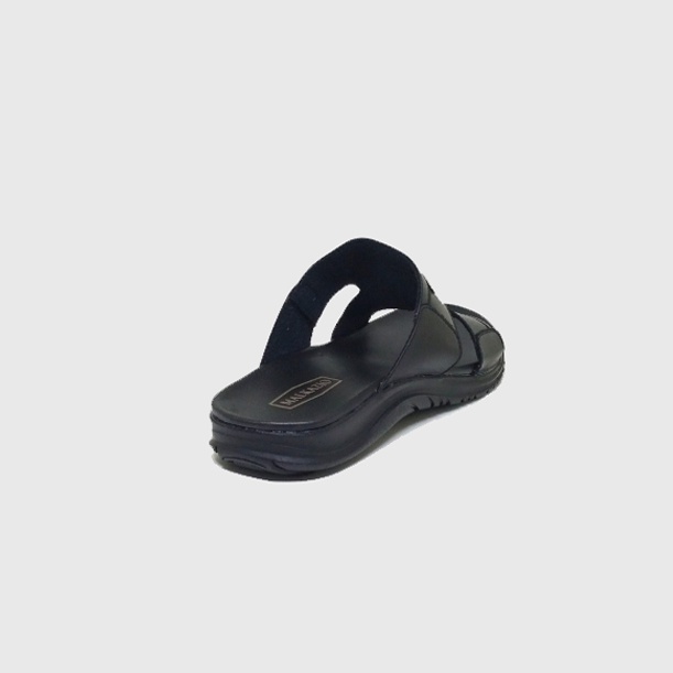 Sandal Selop Kulit Asli / Slide Hitam / Sendal casual Pria Bapak2