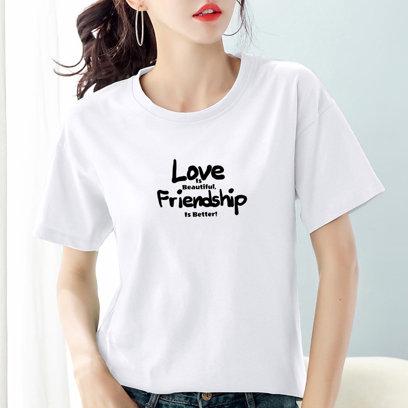 Kaos Wanita Love is Beautiful but FriendShip is Better