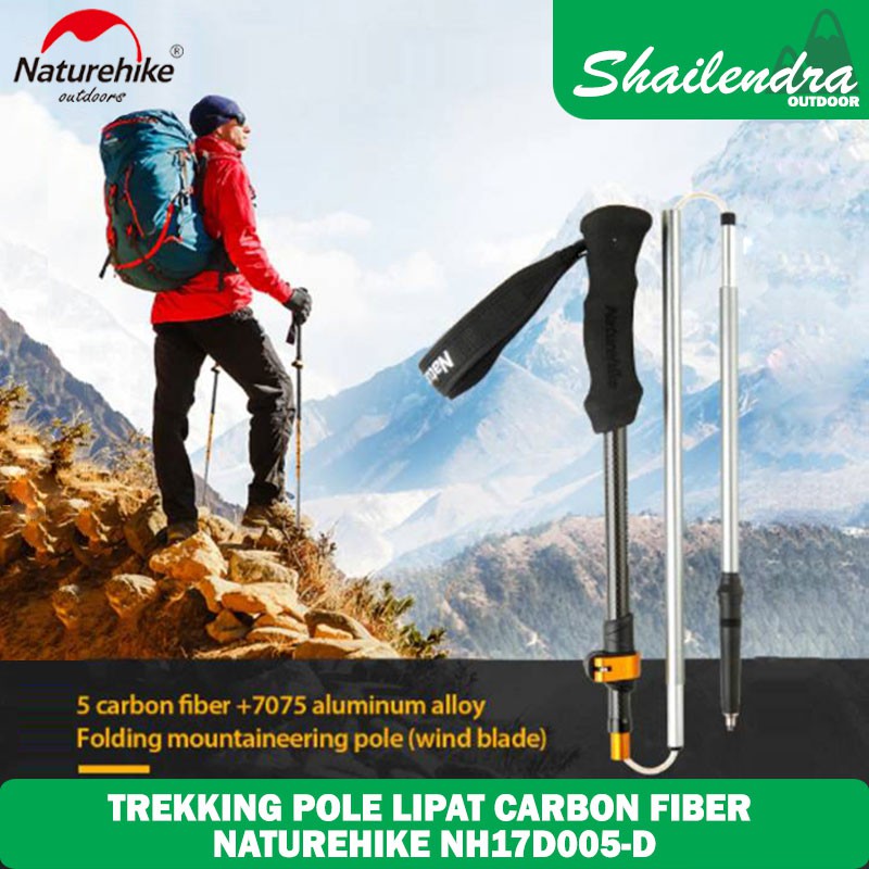 TREKKING POLE LIPAT CARBON FIBER NATUREHIKE NH17D005-D -Tongkat Gunung