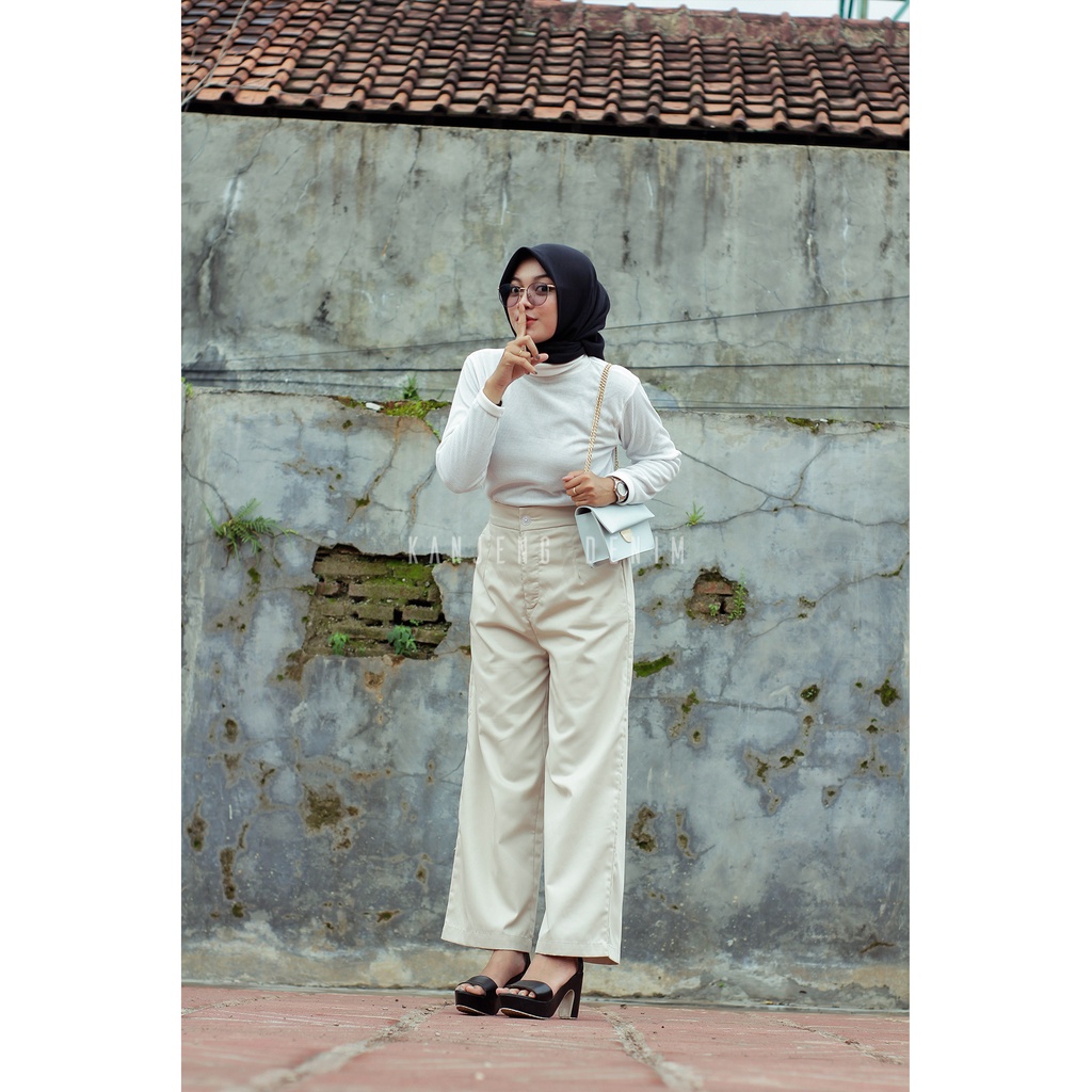 Kanjengayu - Slit Pants Cullotte Highwaist Celana Kulot Bahan Katun Loose Pants Original Seri A