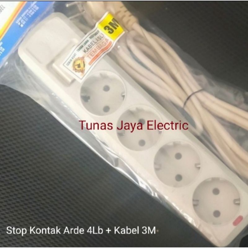 Stop Kontak Arde 4Lb + Kabel Tembaga 3 Meter AIRAM (Standar SNI)