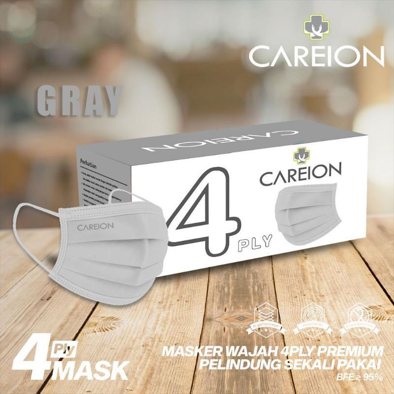 (COD) masker earloop CAREION 4 PLY isi 50 pcs