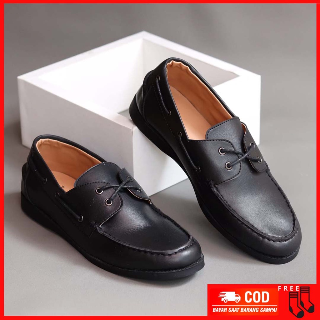 MOLK|Sepatu Formal Pantofel Pria Hitam Tali Kerja Kantor Kuliah Fashion Original Kulit Syintetik