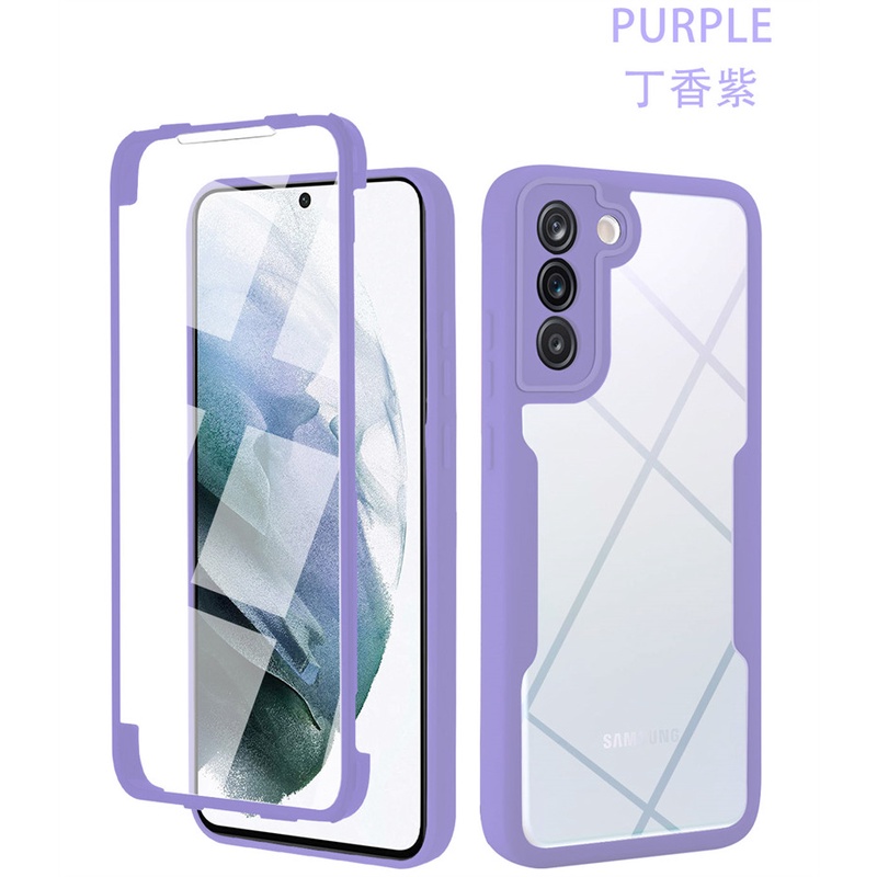 Oppo A96 A76 A15 A15s A16 A54 A55 A74 A52 A92 A95 A53 A33 A5 A9 2020 Reno 5F Case 360sarung Pelindung Full Body-Purple