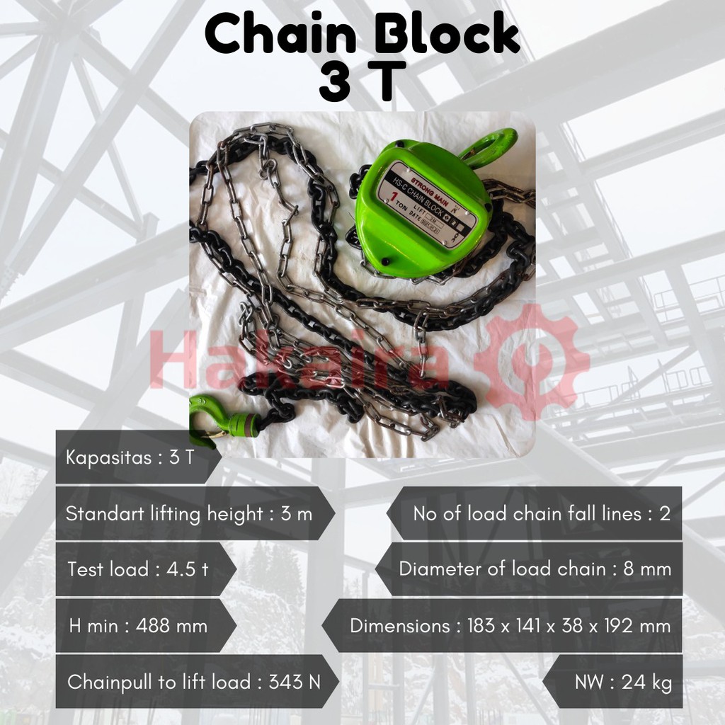 CHAIN BLOCK HSC 3T x 3M TAKEL