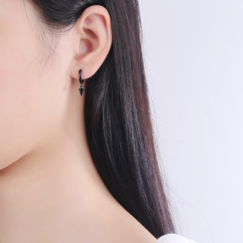 Anting Sterling Silver 925 Model Rumbai Panjang Sedang Warna Hitam Oranye Gaya Retro Untuk Wanita