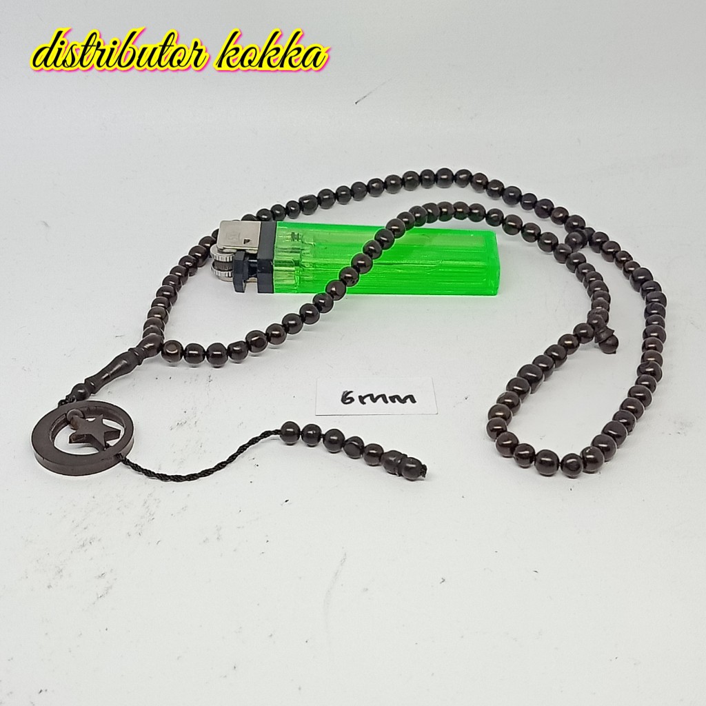 ( SUPER MURAH ) Grosir 5 pcs tasbih Kokka kaukah kaokah fukakah koka bulan bintang 6 mm hitam