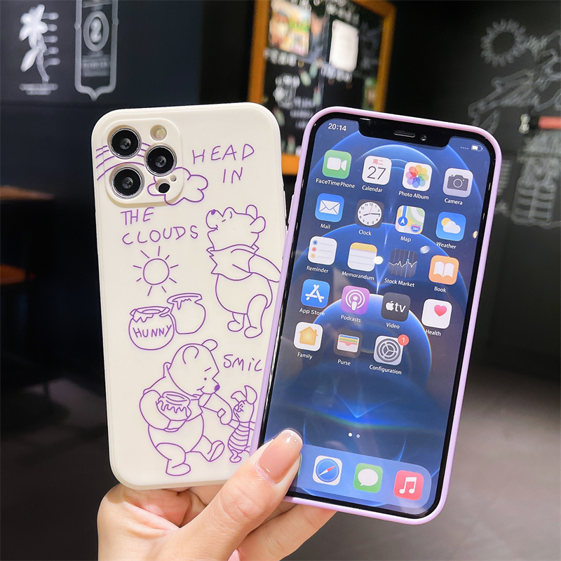 Casing Soft Case Realme C11 2021 C21Y C15 C21 C25 C20 C3 C12 C25S 5 5S 5i C17 7i C1 C25Y C2 C3i 6i C20A realme Narzo 20 10 10A 20A 30A A54 A15 A16 A9 A5 A7 A5S A95 A53 A33 Y12 Y20 A12 Kawaii Winnie the Pooh Straight Cube Matte Phone Cover